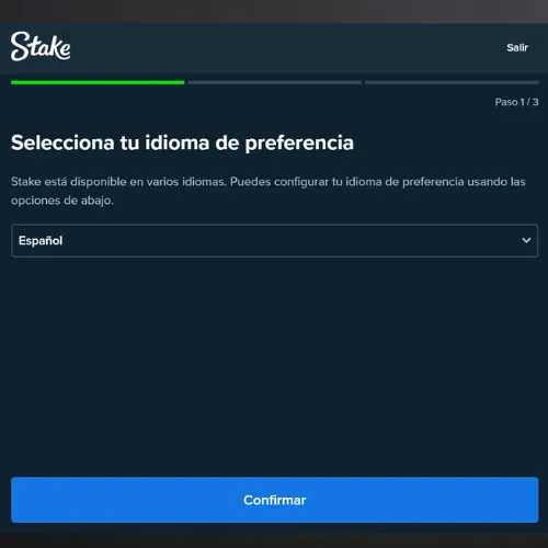Complete sus datos en Stake.